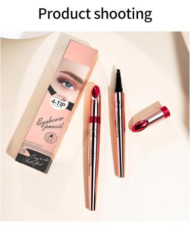 Eyebrow Pencil 4-Point Fork Tip Waterproof Eyebrow Pencil Long Lasting Creates Natural Eyebrow Shape Suitable for Professional Makeup and Beginners (1) - Buy Online on GoSupps.com