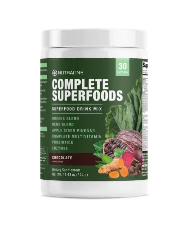 Complete Superfoods Greens & Reds Blend* Apple Cider Vinegar Digestive Enzyme Blend* Probiotic Blend* Multivitamin* (Chocolate - 30 Servings) Chocolate Large