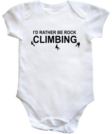 Hippowarehouse I'd rather be rock climbing baby vest bodysuit (short sleeve) boys girls
