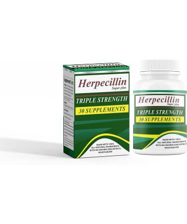 Herpecillin Triple Strength Immune Support for Genital Herpes, Shingles, and Cold Sores - 30 Supplements - Buy Online on GoSupps.com