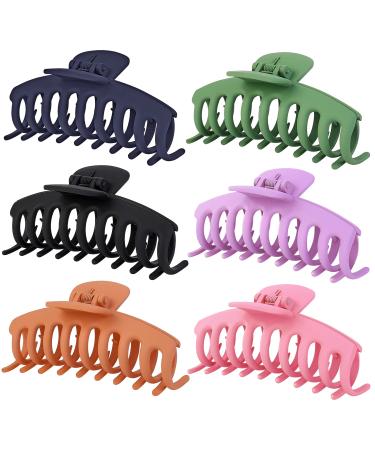 6pcs Big Hair Clips Large Claw Clips for Thick Thin Hair Hair Accessories for Women Strong Hold Nonslip Matte Hair Clasp Clip 90s Styling Hair Claws 4.33inch (6 Colors) Matte-6PCS