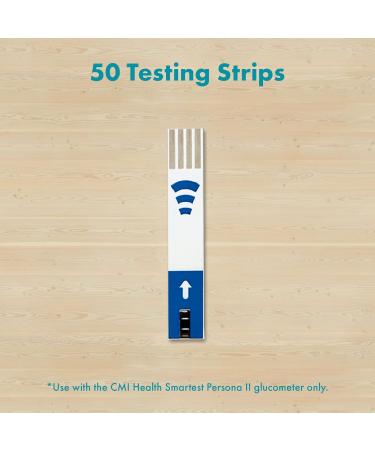 CMI Health Smartest Persona II Blood Glucose Test Strips - 50 Strip Pack for Diabetes Monitoring - Buy Online on GoSupps.com