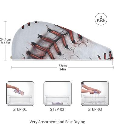Super Absorbent Baseball Pattern Hair Towels - 2 Pack Quick Dry Hair Turbans for Women & Girls - Buy Online on GoSupps.com