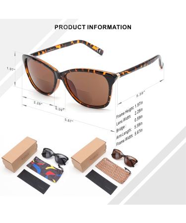 Kisdate Bifocal Reading Sunglasses for Women - Retro Cateye Sun Readers 2.5x UV400 Protection - Black & Tortoise Shades - Buy Online on GoSupps.com