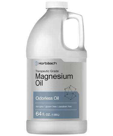 Magnesium Oil | 64 fl. oz | Therapeutic Grade | Vegetarian Non-GMO Gluten Free and Paraben Free Odorless Formula | by Horbaach