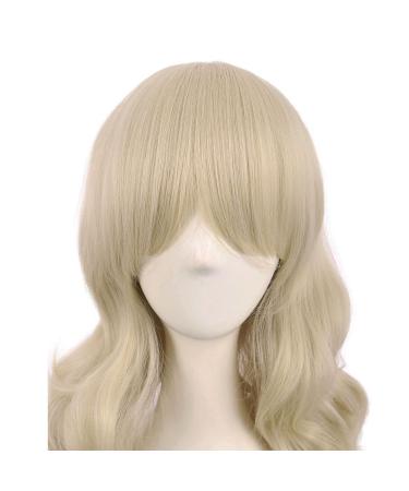 MapofBeauty 28 Inch Blonde Curly Wig - Charming Long Side Bangs Synthetic Hair for Women - Buy Online on GoSupps.com