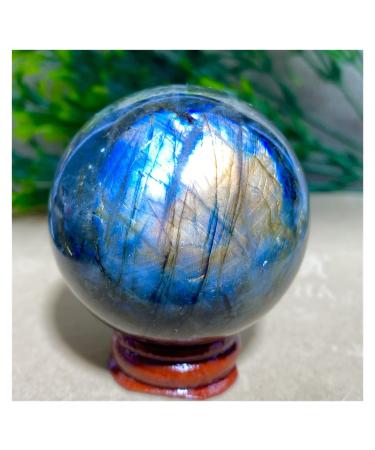 Yellow Purple Light Labradorite Balls Stone Natural Crystals Blue Wicca Minerals Ornaments Home Decoration 1pc (Color : 140-150g)