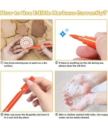 Food Coloring Marker 10 Double Sided Food Coloring Pens Edible Hook Drawing Pens for Decorating Fondant Cakes Cookies Frosting Easter Eggs - Buy Online on GoSupps.com