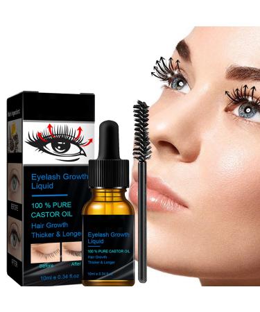 Castor Oil For Hair Growth Eyelashes, Cold Pressed Pure Castor Oil For Eyelashes, Eyebrow Hair Growth, Nails And Skin With Eyebrow Brushes,10Ml