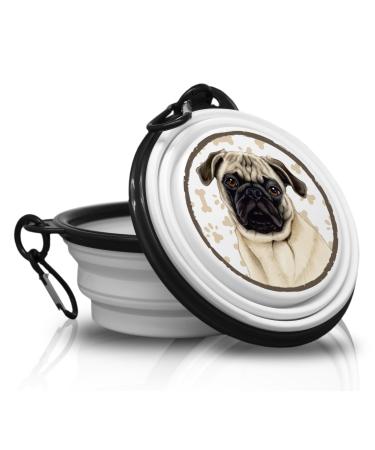 PUG - Foldable portable drinking bowl with carabiner for on the go. Food bowl pet bowl. Handy light and unique.