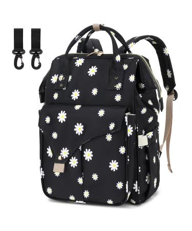 Mimfutu Baby Changing Backpack Diaper Bag Backpack Diaper Bag Baby Bag Flower Black