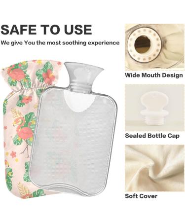 Naanle Tropical Leaves Flamingo Heat Bottle - 2L Large Hot Water Bottle with Cover for Bed & Pain Relief - Buy Online on GoSupps.com