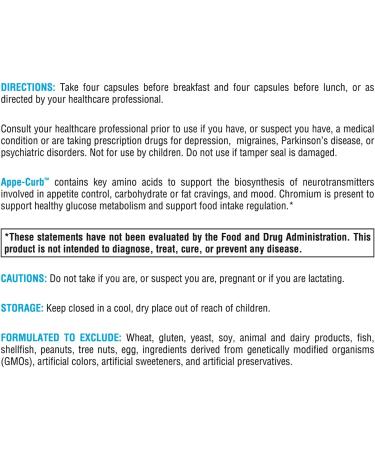 XYMOGEN Appe-Curb - Support to Help Combat Cravings - Chromium, DL-Phenylalanine, L-Glutamine, Vitamin B6 + 5-HTP for Healthy Metabolism, Mood & Appetite Support (240 Capsules) 240 Count (Pack of 1) - Buy Online on GoSupps.com
