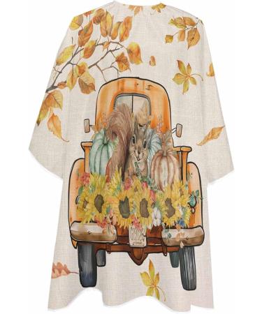 Buy Fall Squirrel Pumpkins Barber Cape - Stylish Hair Cutting Cape for All Ages - Adjustable Retro Thanksgiving Design - 55x63 Inch - International Shipping Available - Buy Online on GoSupps.com