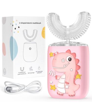 U-Shaped Electric Toothbrush for Kids:360 Degree Sonic Cleaning - 45S Timer Quickly Cleaning Develop Toddler Brushing Habits - Rechargeable Ages 2-6 Pink