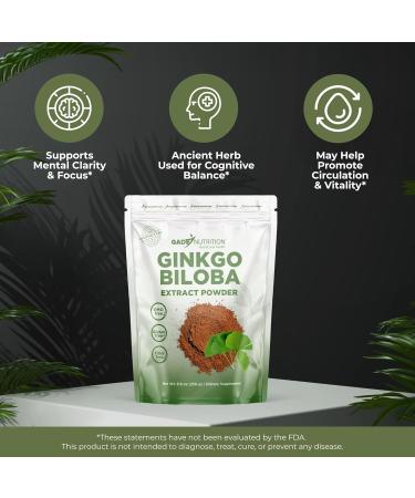 Gade Nutrition Ginkgo Biloba Extract Powder | 250g, 200mg per Serving, 1,250 Servings | Non-GMO, Gluten-Free and Dairy Free | Brain Health Support | USA Made - Buy Online on GoSupps.com