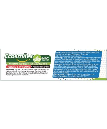 Ecosmiles Natural Hydroxyapatite Anti-Sensitive Toothpaste Fast Relief in 30s & 12H Long-Lasting Protection Fluoride-Free & SLS-Free Family-Safe for Adults Gentle Polishing & Fresh Mint 3.52oz - Buy Online on GoSupps.com
