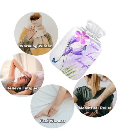 Naanle Hot Water Bottle with Butterfly Lavender Cover | 1L Heat & Cold Therapy for Back Pain Relief Hand & Foot Warmer - Buy Online on GoSupps.com