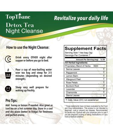 TOPTISANE 14 Day Detox Cleanse Tea for Belly Fat - Metabolism Herbal Tea Set: 1 Morning Boost & 1 Night Cleanse (21 Bags) - Body Cleanse for Women - Buy Online on GoSupps.com