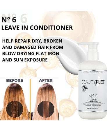 Beautyplex No 6 Leave-In Conditioner | Molecular Hair Repair Treatment | Nourishing Hair Mask for Strength Moisture & Frizz Control - 450ml (15.2 oz - Buy Online on GoSupps.com