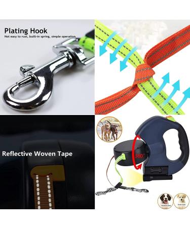 10FT Double Headed Retractable Dog Lead with Flashlight | Heavy Duty Reflective Pet Leash for Small Dogs/Cats | Tangle-Free, Blue - Buy Online on GoSupps.com