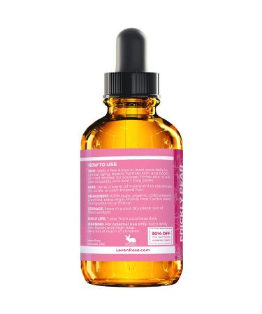 Leven Rose 100% Pure Organic Prickly Pear Cactus Seed Oil - 1 oz | Cold Pressed, Extra Virgin, All Natural Moisturizer for Face, Dry Skin, Body & Hair - Buy Online on GoSupps.com