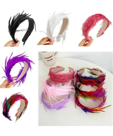 amangul Party Feather Fascinator Headband for Party Wedding Colorful Feather Fascinator Hair Hoop Cosplay Party Headdress(White) - Buy Online on GoSupps.com