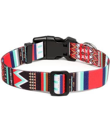 Mercano Adjustable Dog Collar - Soft Nylon Comfort & Stylish Patterns for Small Medium & Large Dogs (S Stem Red) - Buy Online on GoSupps.com