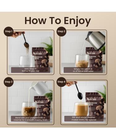 Nutrixa Mushroom Coffee Organic 340g (56 Servings) - 6 Adaptogenic Mushrooms for Energy Focus & Gut Health - Instant Superfood Blend with Lions Mane Reishi Cordyceps Turkey Tail Coconut & MCT Oil - Buy Online on GoSupps.com