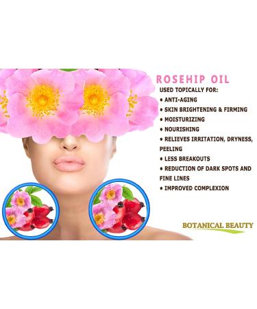 Pure Rosehip Oil 4 Fl. oz - Natural Anti-Aging Moisturizer for Face Body Hair & Nails | Botanical Beauty - Buy Online on GoSupps.com