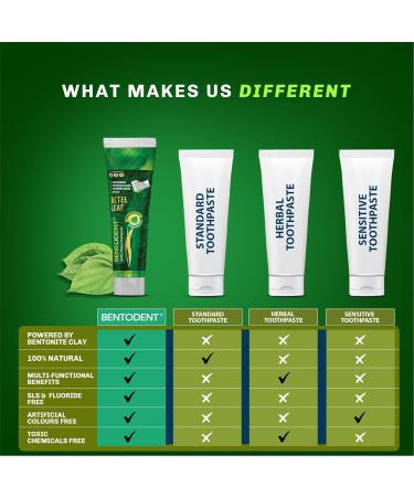 Bentodent Fluoride Free Remineralizing Calcium Bentonite Clay Natural Toothpaste-Certified Organic Ingredients-SLS Free Vegan Sensitive and Teeth Whitening - Adult & Kids (Betel Leaf) - Buy Online on GoSupps.com