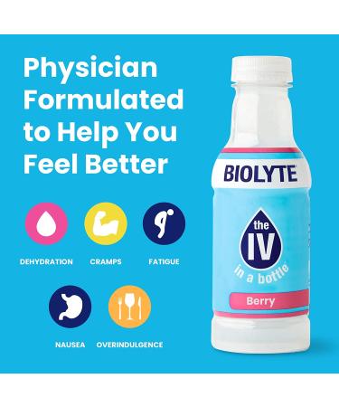 BIOLYTE Electrolyte Drink Berry 12-Pack - IV Liquid for Dehydration & Hydration with B Vitamins - Amino Acid Energy Drinks - Keto-Friendly & Low Sugar - Buy Online on GoSupps.com