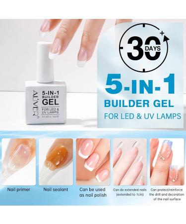 5 in 1 Builder Gel - Base Strengthening UV/LED Nail Polish Coat for Hard Strong Nails - 15ML Clear Gel - Buy Online on GoSupps.com