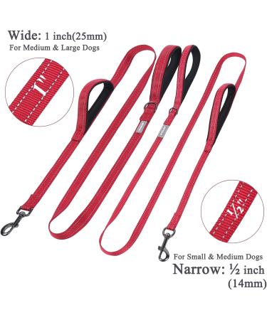 Vivaglory Traffic Handle Dog Leash - 1.5m Strong Reflective Leash with 2 Padded Handles & Metal Hook for Training - Red - Buy Online on GoSupps.com