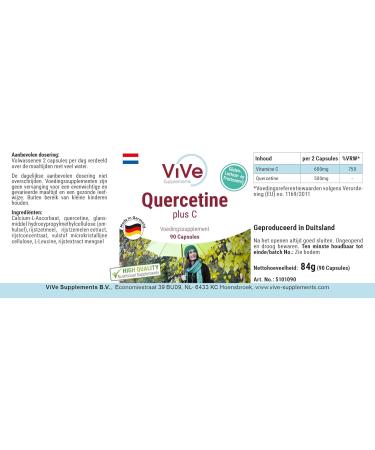 ViVe Supplements Quercetin with Vitamin C 90 Capsules HIGH DOSE VEGAN Made in Germany - Buy Online on GoSupps.com