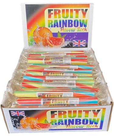 50 X Fruit Rainbow Rock Sticks Handmade Traditional Rainbow Classic Sweets Retro Seaside Gift Wholesale Confectionery - Buy Online on GoSupps.com