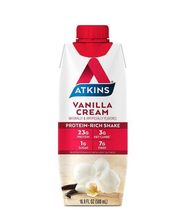 Atkins Meal Size Vanilla Cream Protein-Rich Shake - Keto-Friendly & Gluten Free (12 Shakes, 16.9 Fl Oz each) - Buy Online on GoSupps.com