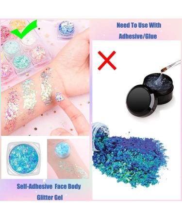 18 Colors Glow in The Dark Glitter Gel for Face, Body, Eye, Lip, Nail & Hair | UV Holographic, Self-Adhesive Luminous Glitter | Halloween & Christmas Party Makeup - Buy Online on GoSupps.com