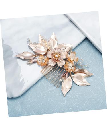 Ipetboom Golden Flower Hair Comb Bridal Hair Side Comb Womens Barrettes for Hair Pearl Bead Hair Pins Bridal Hair Clip Comb Wedding Hair Comb Crystal Accessories Bride European and American - Buy Online on GoSupps.com
