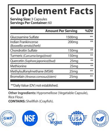 Ultra Joint Supplement - Non-GMO Gluten Free Glucosamine Blend for Joint Comfort & Flexibility - 180 Capsules - Buy Online on GoSupps.com