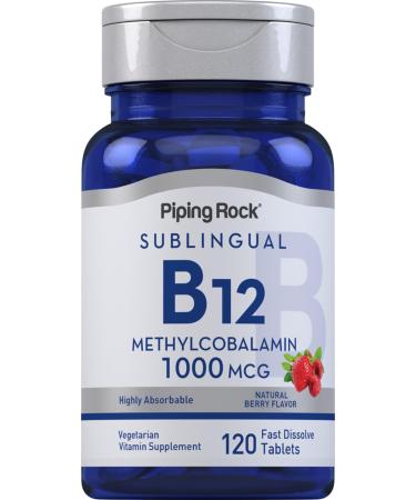 Piping Rock Vitamin B12 1000 mcg Sublingual | 120 Tablets | as Methylcobalamin | Berry Flavor | Vegetarian Non-GMO Gluten Free Supplement