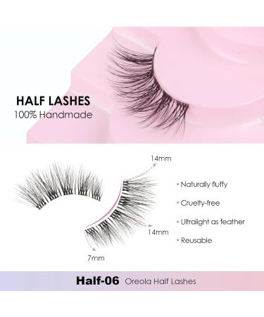 Oreola half lashes 3d false eyelashes natural 10 pairs cat eye lashes wispy corner eyelashes natural look like lashes cluster thin band fluffy soft half eyelashes clear band 06 - Buy Online on GoSupps.com