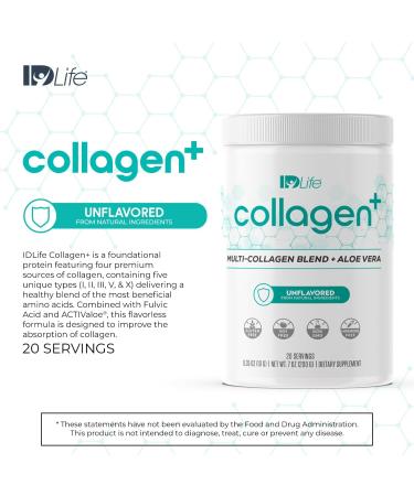 IDLife Collagen+ Powder Drink - Multi-Collagen Blend with Fulvic Acid & Aloe Vera - for Healthy Hair, Skin, Nails, Joints & Gut - 20 Servings / 200g - Buy Online on GoSupps.com