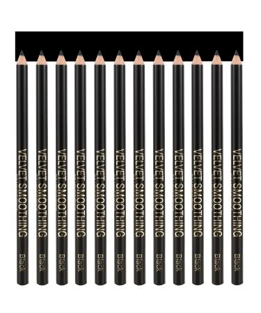 SUMEITANG 12 Pcs Matte Black Eyeliner Pencil Set, High Quality Gel Soft Eye Liner Easy to Color Waterproof Smudge proof - Long Lasting All Day for Women Girls Create Statement Eye Look Makeup Pen