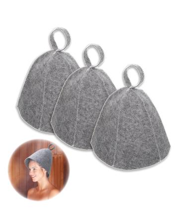 Saunahut Filz Sauna 3 pieces gray sauna hat sauna cap felting cap felt cap portable sauna for women men felt sauna hat hat sauna cap sauna cap from wool felt against heat