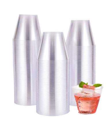 JOLLY CHEF 9 OZ Clear Disposable Plastic Cups 100 Pack Clear Plastic Cups Tumblers Heavy-duty Party Glasses Disposable Cups for Wedding Thanksgiving Christmas Halloween Party 9-Clear-100