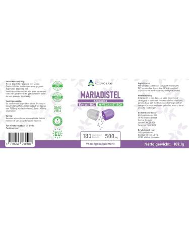 Chardon-Marie (80% Silymarine) | 6 000 mg | Extrait 15:1 (500 mg) | 180 G lules V g tales | Test en Laboratoire | Certifi GMP - Buy Online on GoSupps.com