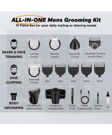Premium Beard Trimmer for Men - Cordless Rechargeable Waterproof Electric Razor & Grooming Kit with LED Display | Ideal Gifts for Dads & Boys - Buy Online on GoSupps.com