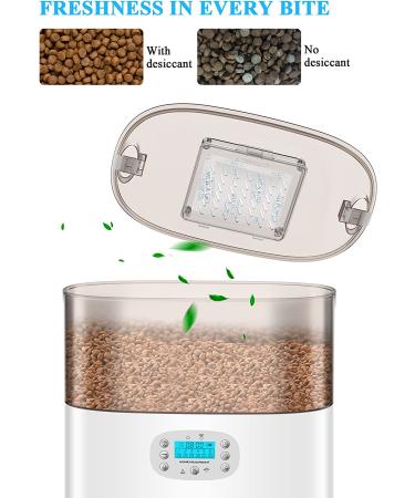 6L HoneyGuaridan Automatic Cat Feeder for 2 Cats & Dogs - Timer, Portion Control, Dual Power Supply - White - Buy Online on GoSupps.com