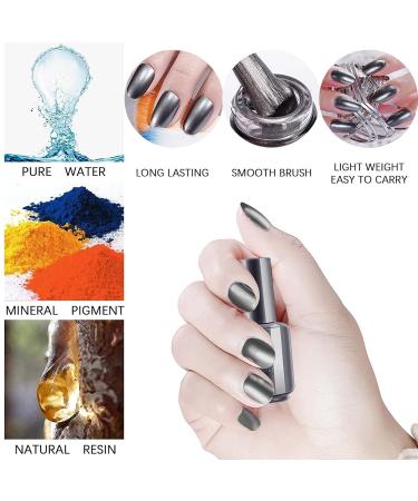 Holographic Nail Mirror Polish - Black & Platinum Glitter for Stunning DIY & Professional Nail Art - Buy Online on GoSupps.com